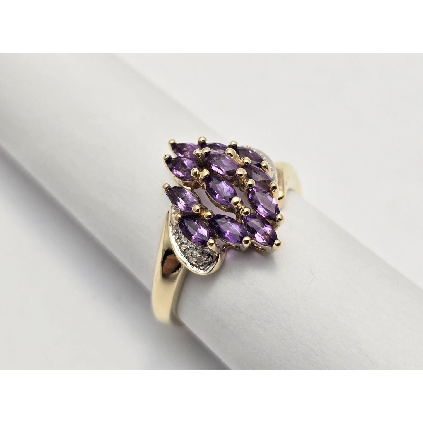 10K Yellow Gold Amethyst & Diamond Ring