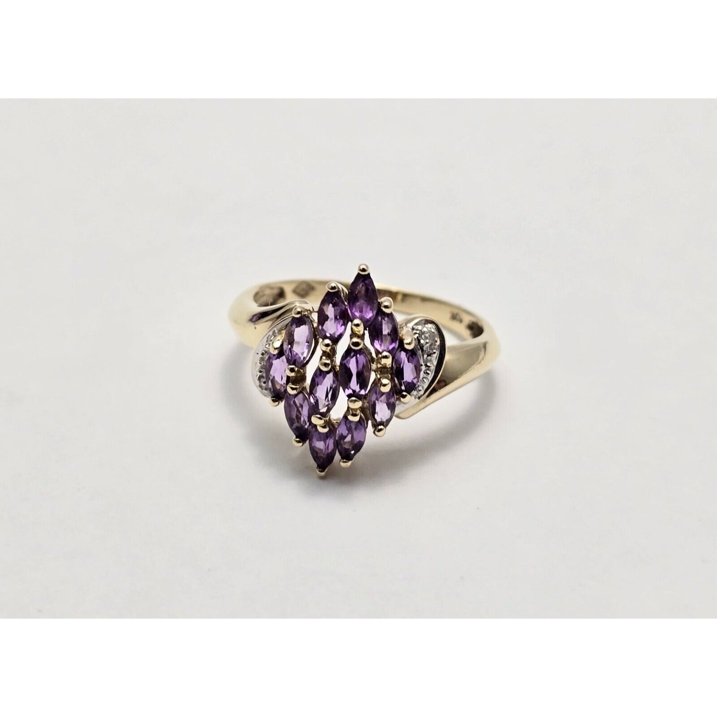 10K Yellow Gold Amethyst & Diamond Ring