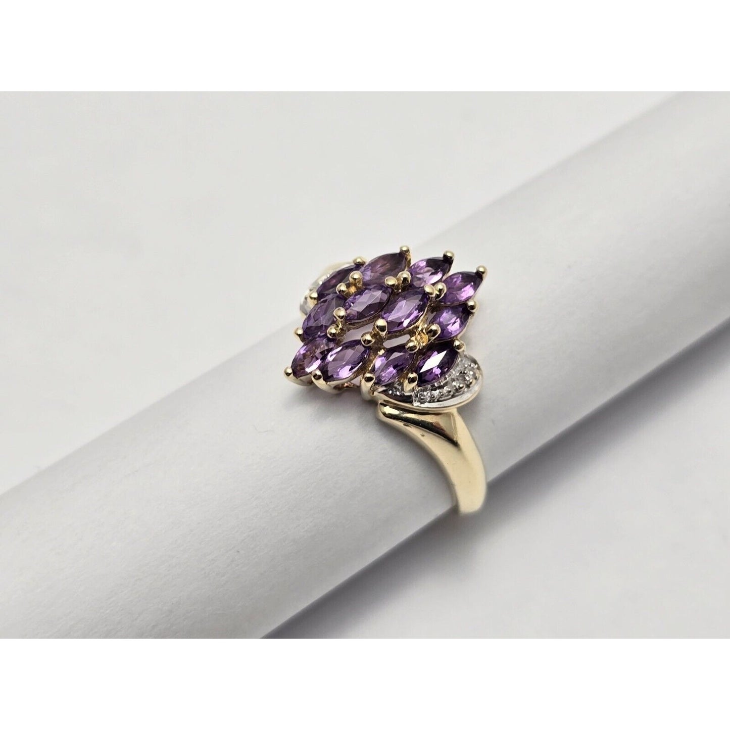 10K Yellow Gold Amethyst & Diamond Ring