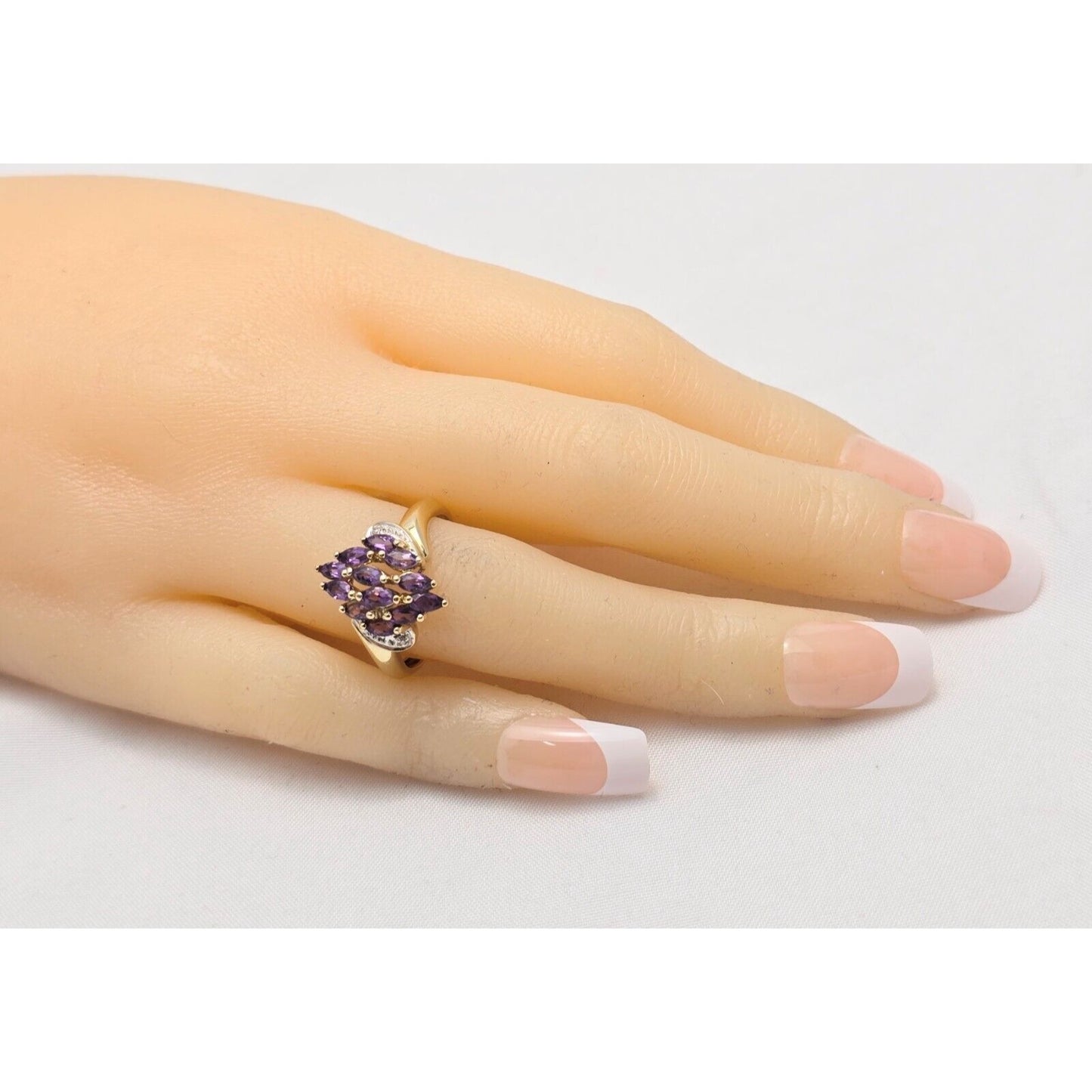 10K Yellow Gold Amethyst & Diamond Ring