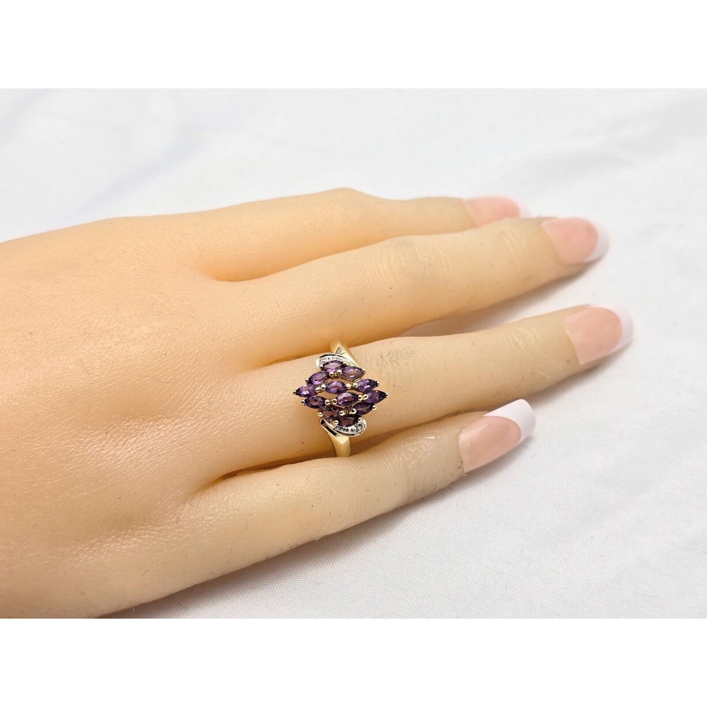10K Yellow Gold Amethyst & Diamond Ring