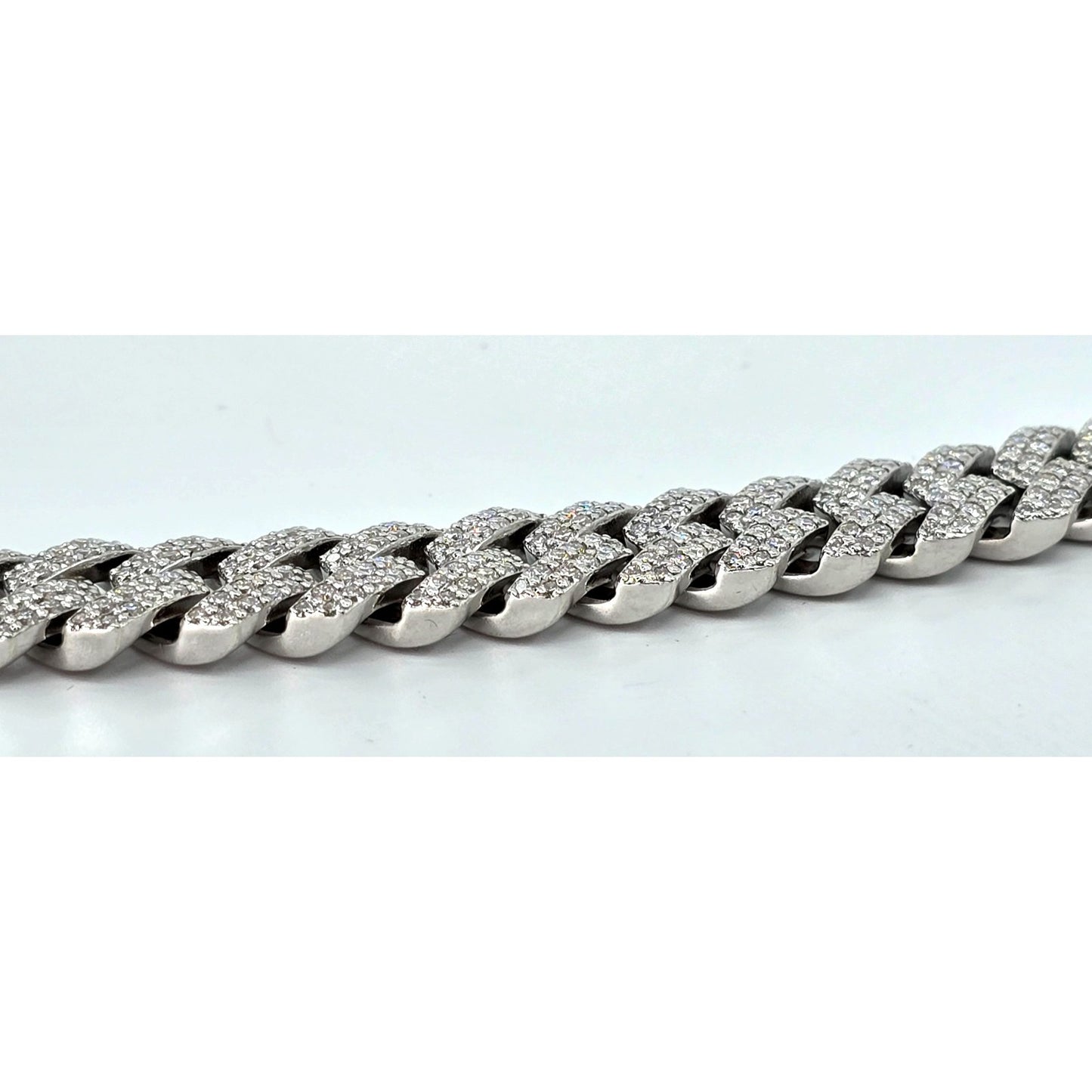 925 Sterling Silver Iced Out Moissanite 2 Row Cuban Link Chain Necklace