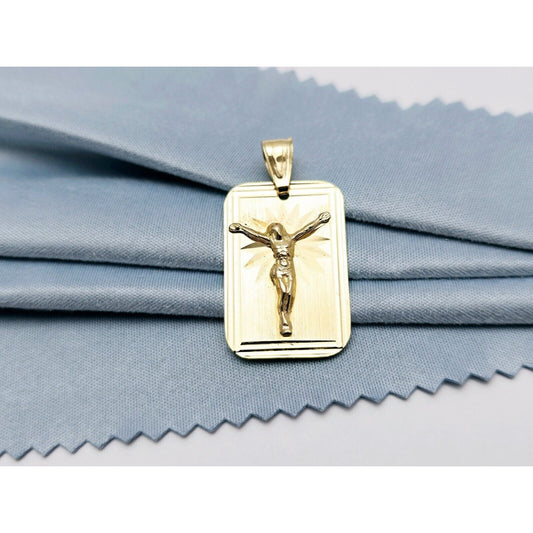 14K Yellow Gold Religious Diamond Cut Jesus Charm Pendant