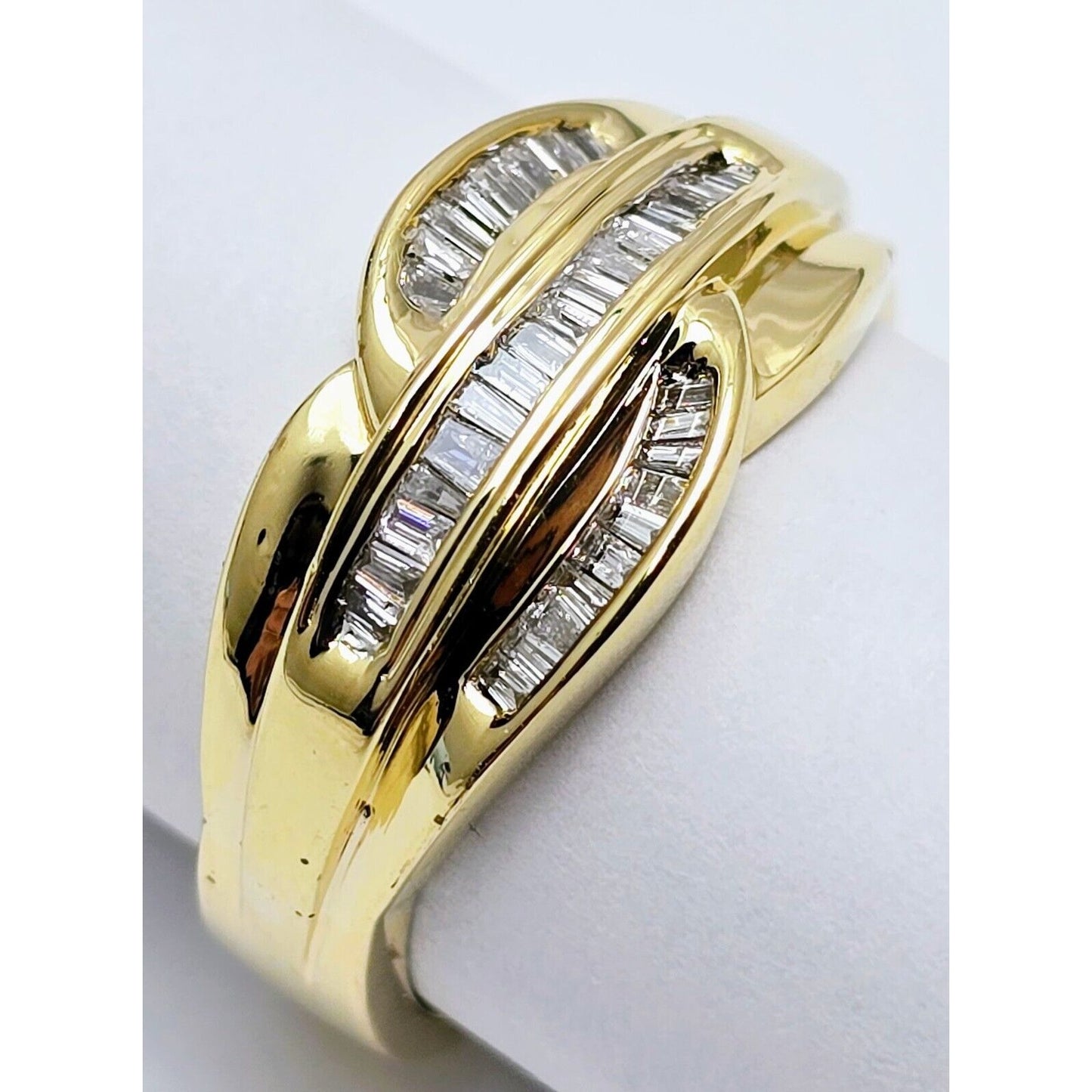 14K Yellow Gold Baguette Diamond Swirl Ring