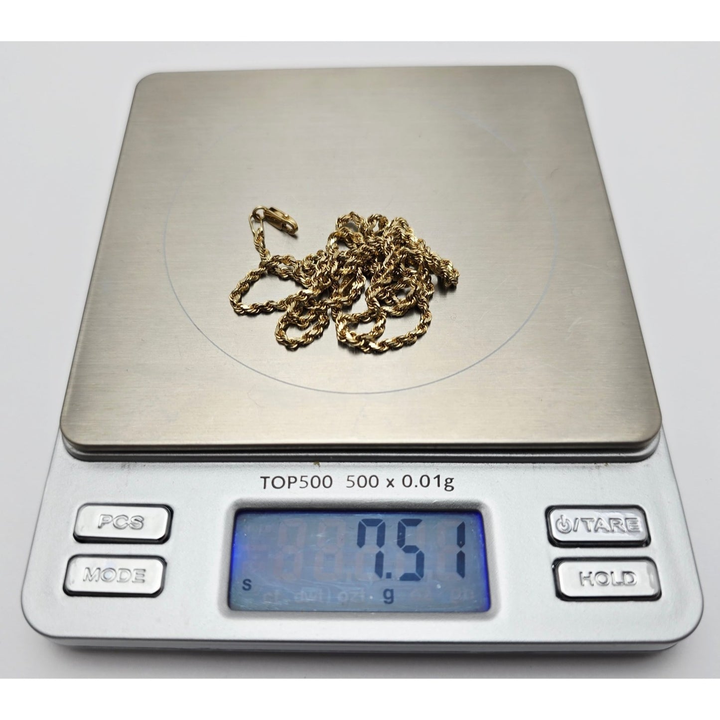 14K Yellow Gold Rope Chain Necklace