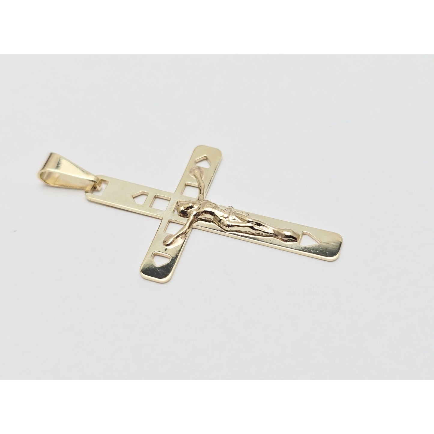 10K Yellow Gold Religious Jesus on Cross Charm Pendant