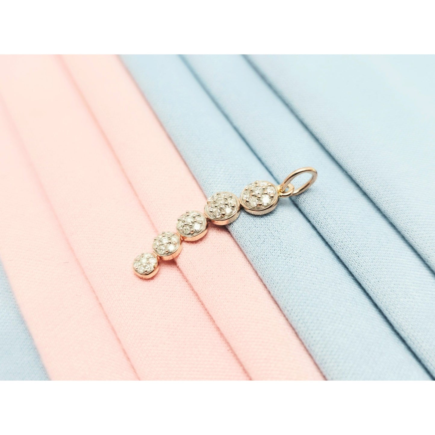 14K Rose Gold Round Cut Diamond Drop Dangle Charm Pendant