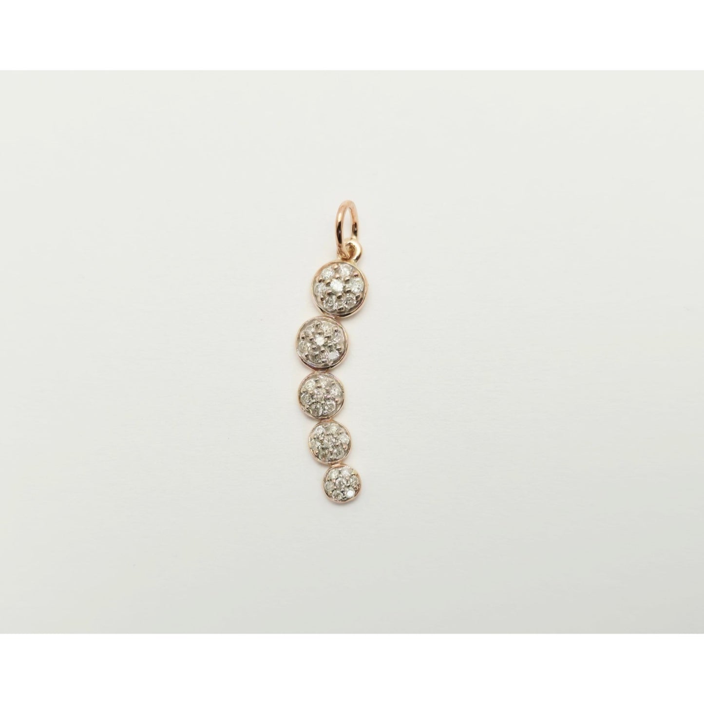 14K Rose Gold Round Cut Diamond Drop Dangle Charm Pendant