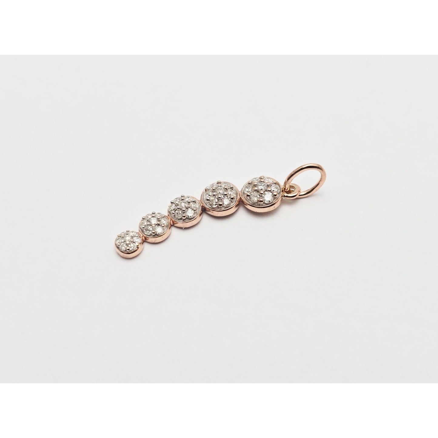 14K Rose Gold Round Cut Diamond Drop Dangle Charm Pendant