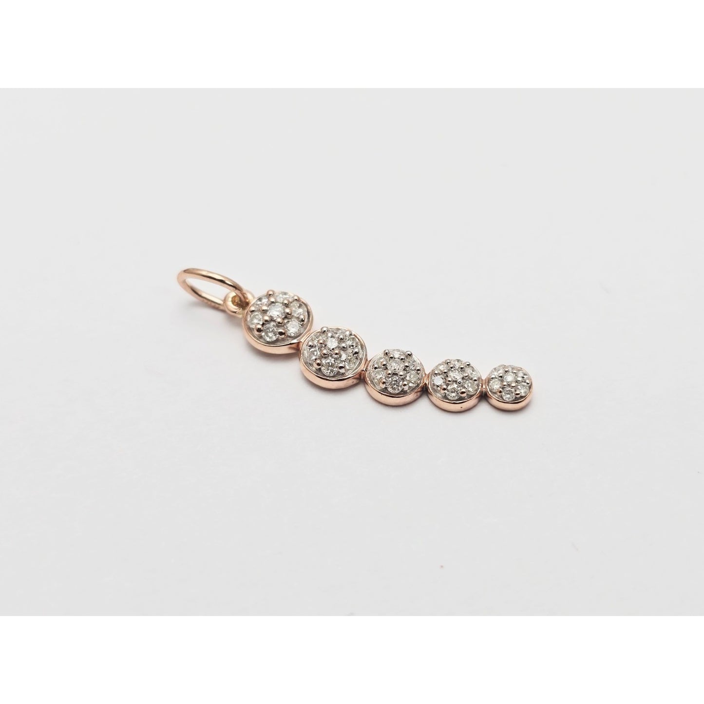 14K Rose Gold Round Cut Diamond Drop Dangle Charm Pendant