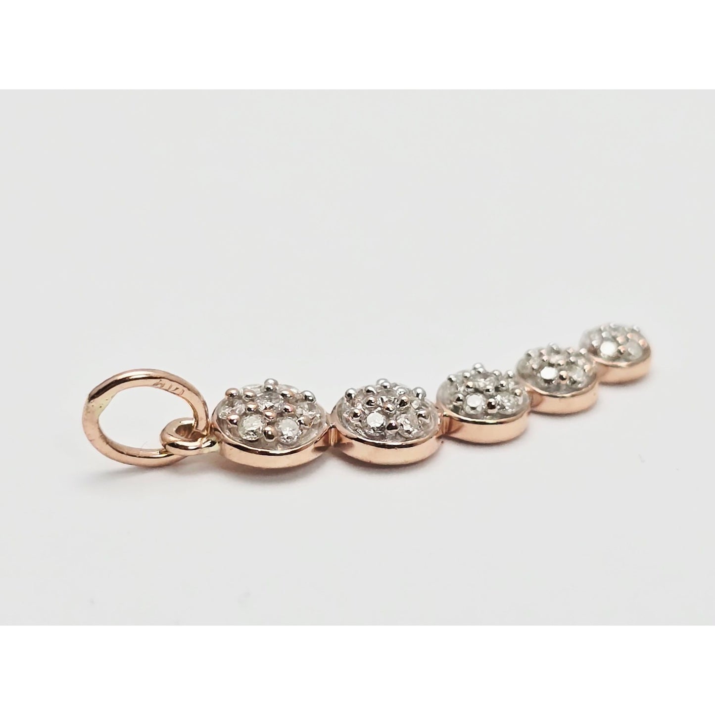 14K Rose Gold Round Cut Diamond Drop Dangle Charm Pendant