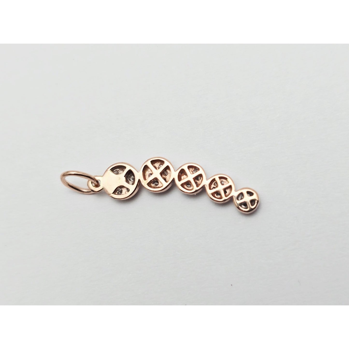 14K Rose Gold Round Cut Diamond Drop Dangle Charm Pendant