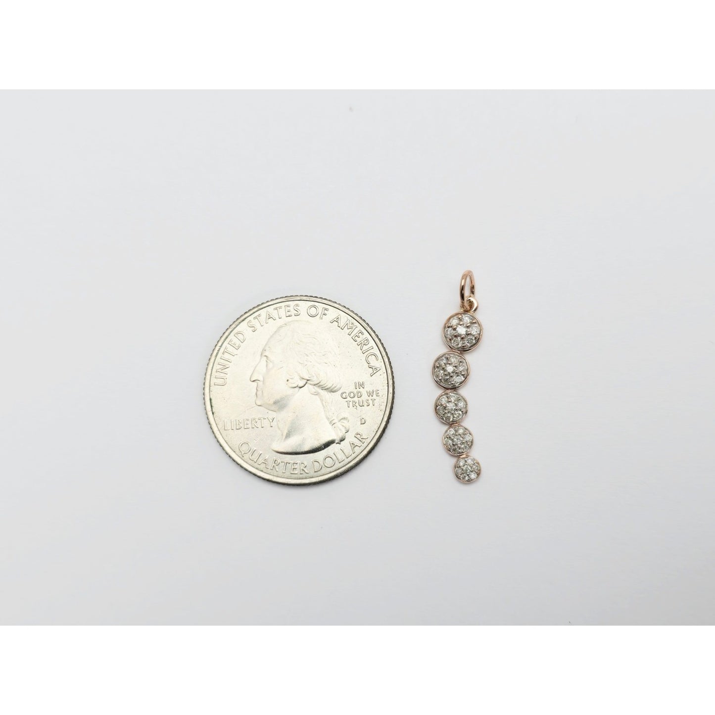 14K Rose Gold Round Cut Diamond Drop Dangle Charm Pendant