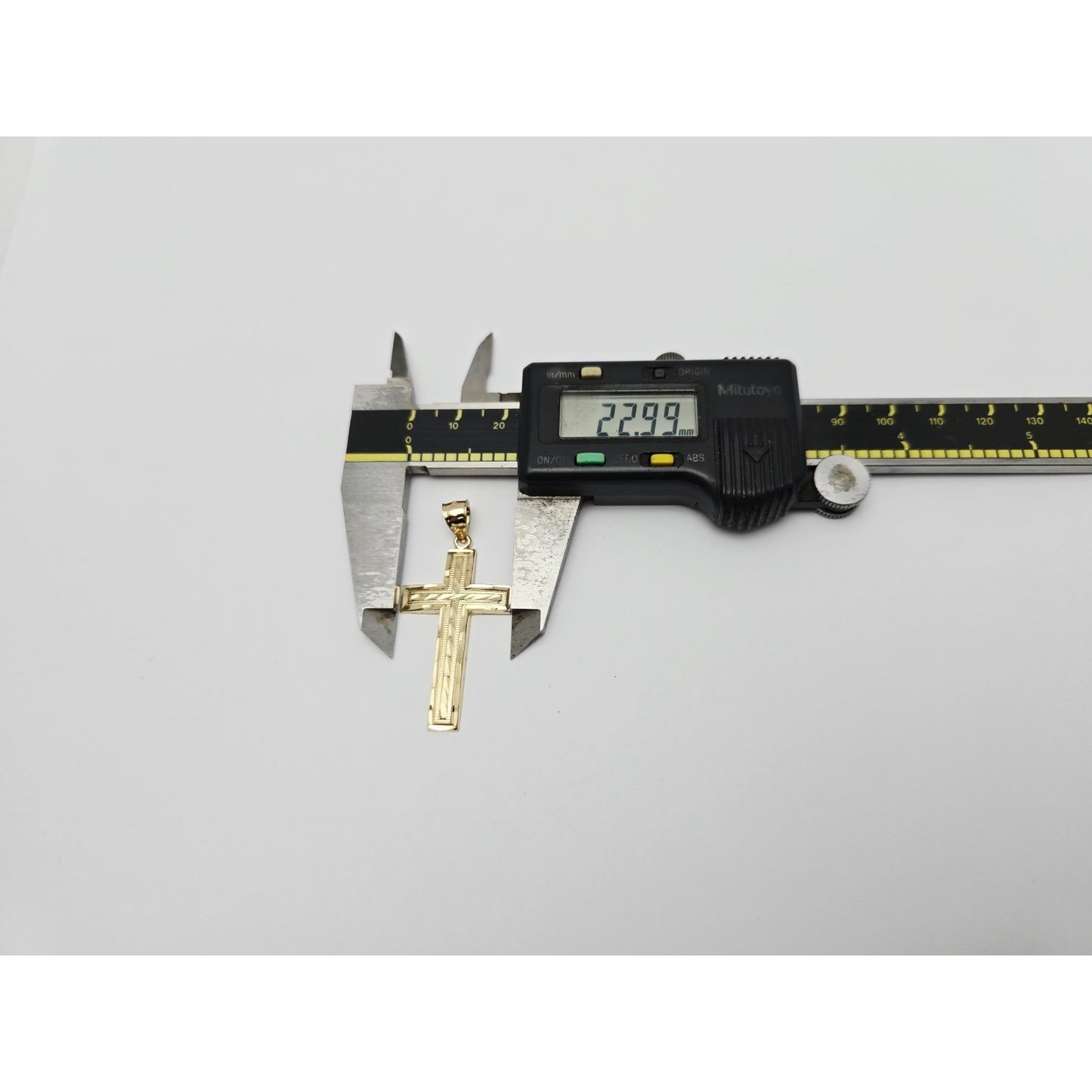 14K Yellow Gold Diamond Cut Cross Pendant Charm