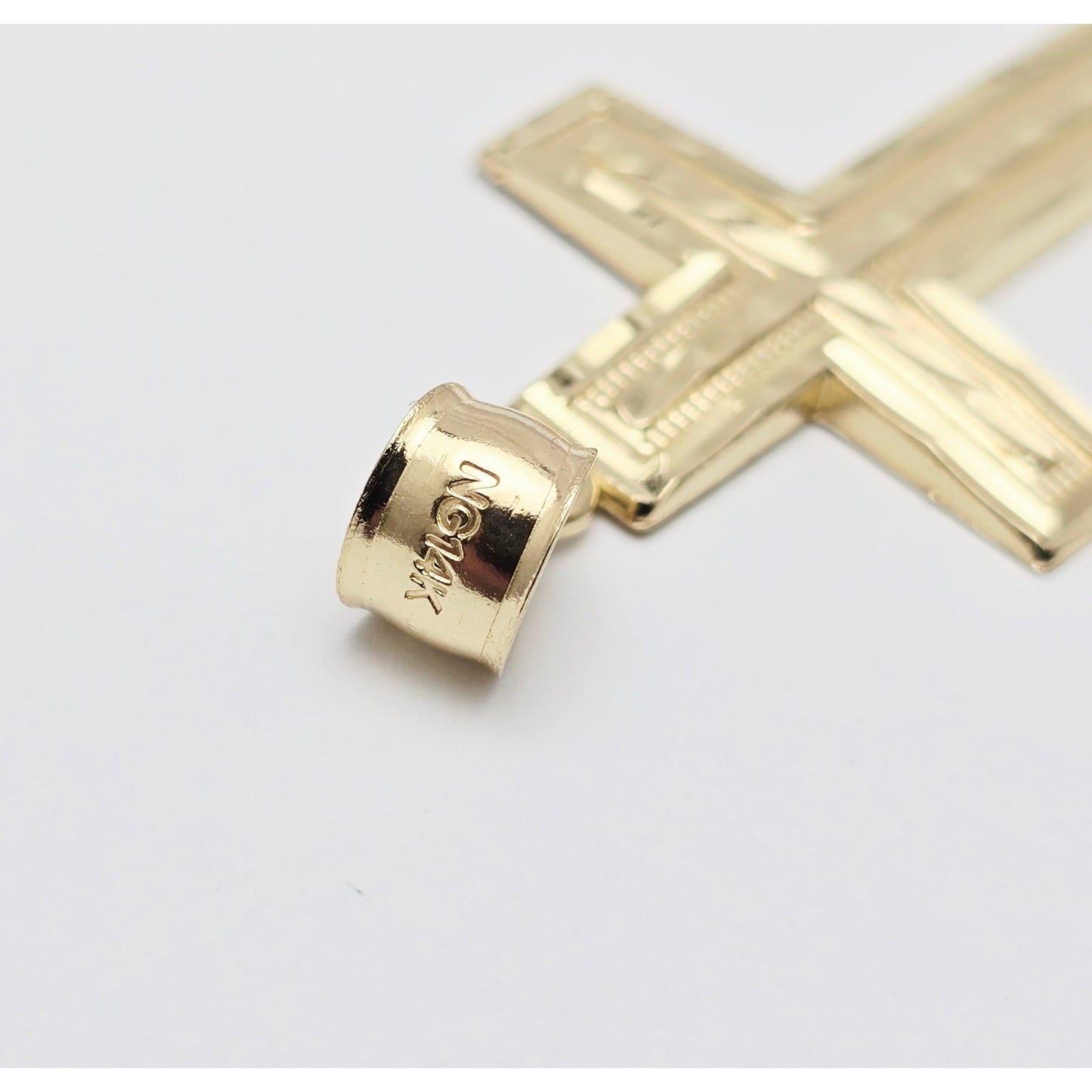 14K Yellow Gold Diamond Cut Cross Pendant Charm