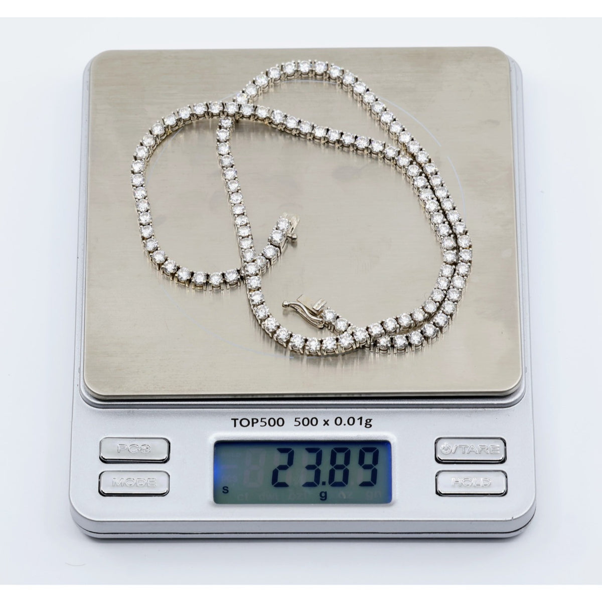 14K White Gold Lab Grown Diamond Tennis Link Chain Necklace