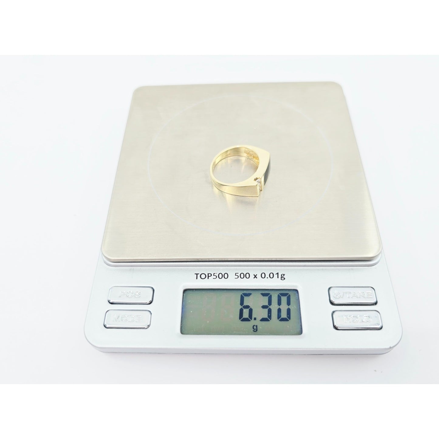 14K Yellow Gold Statement Signet Onyx & CZ Ring