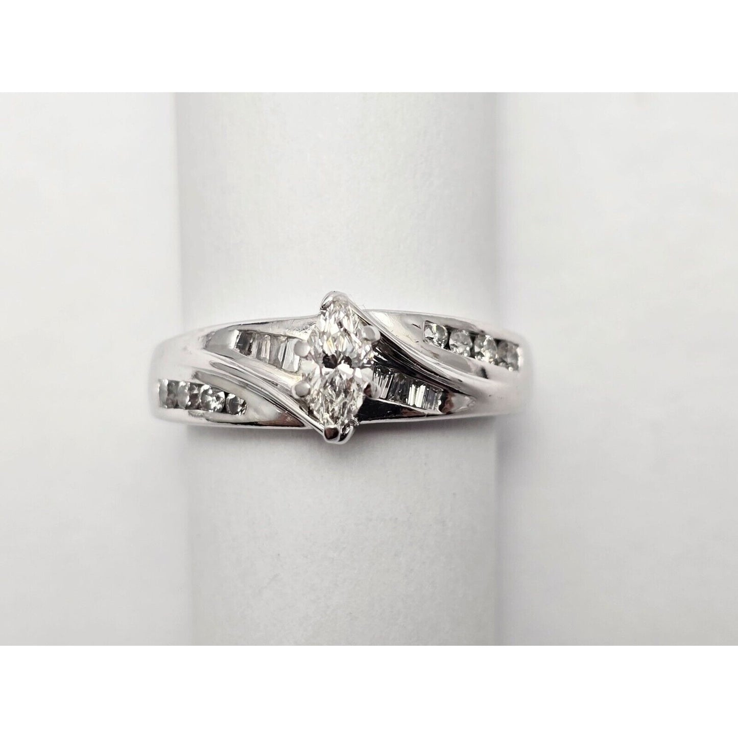 14K White Gold Ladies Marquise Diamond Engagement Ring