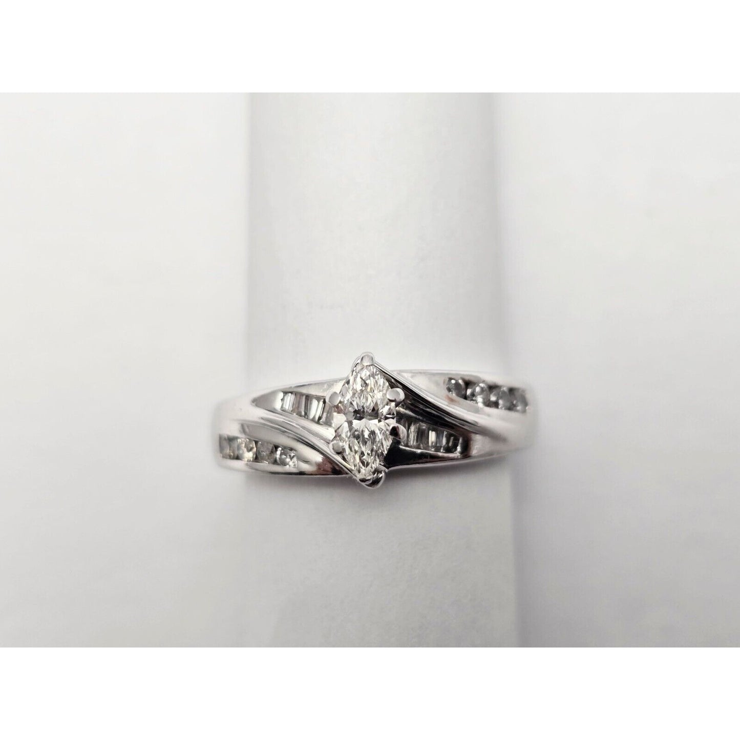 14K White Gold Ladies Marquise Diamond Engagement Ring