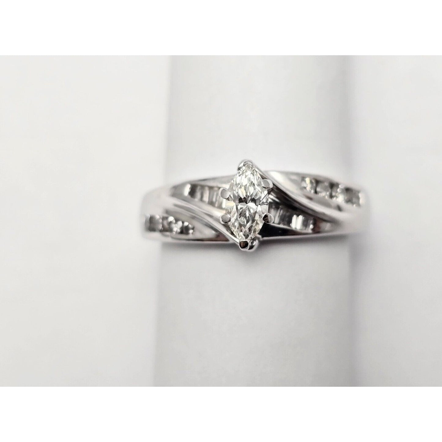 14K White Gold Ladies Marquise Diamond Engagement Ring