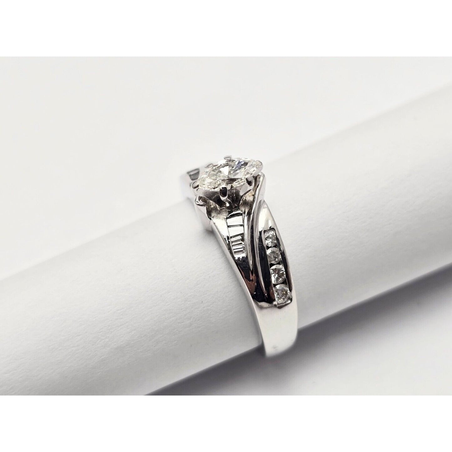 14K White Gold Ladies Marquise Diamond Engagement Ring