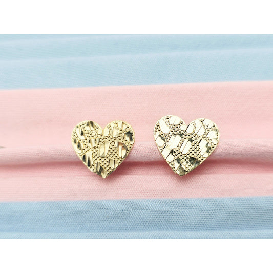 10K Yellow Gold Heart Shaped Nugget Stud Earrings