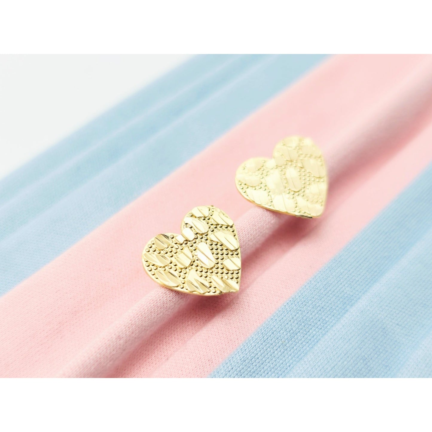 10K Yellow Gold Heart Shaped Nugget Stud Earrings
