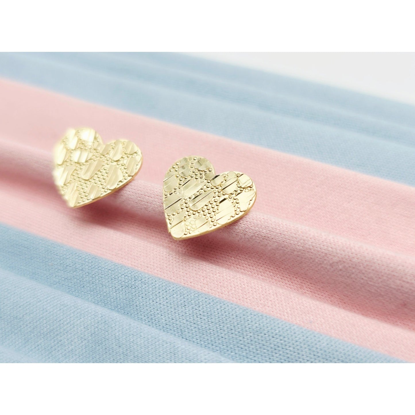 10K Yellow Gold Heart Shaped Nugget Stud Earrings