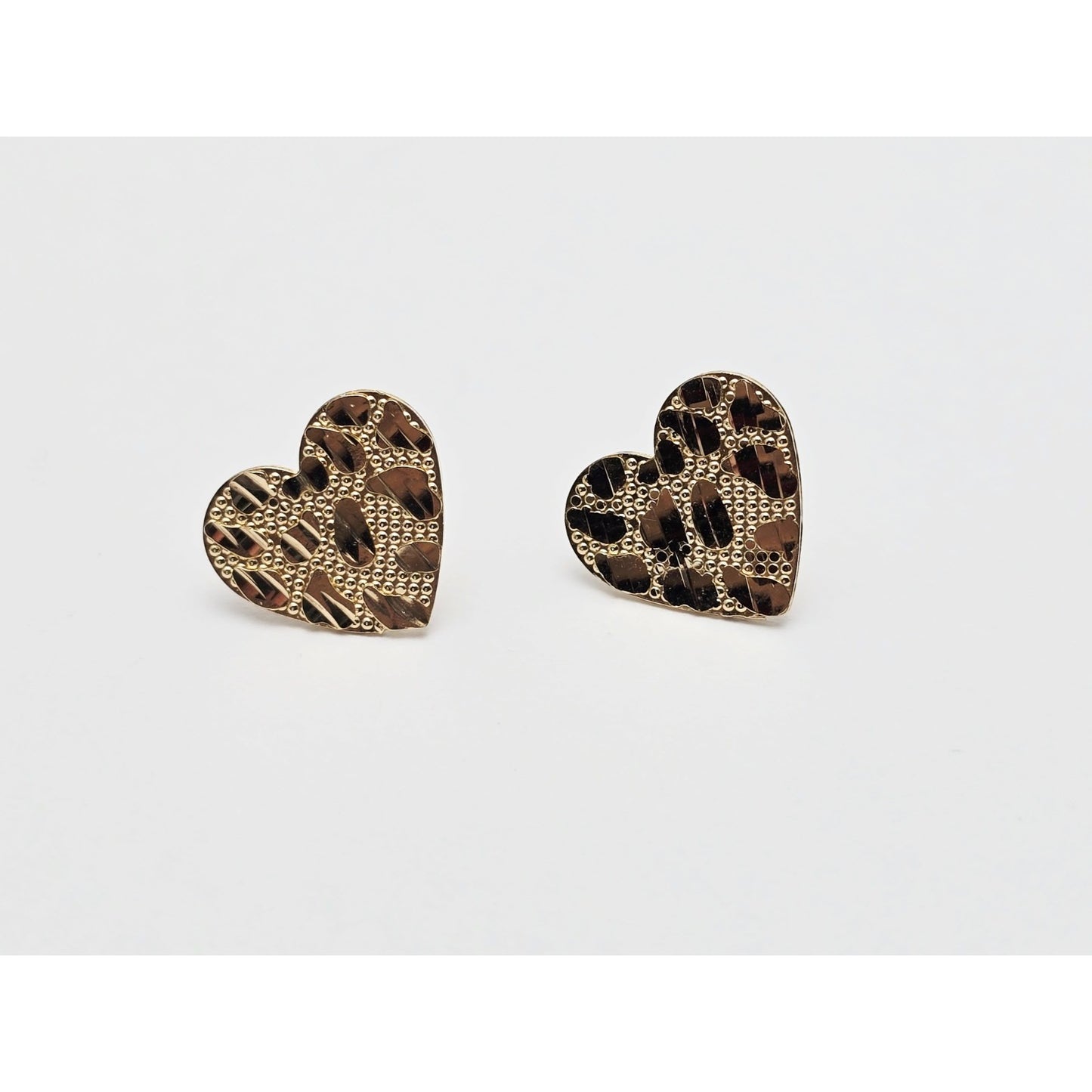 10K Yellow Gold Heart Shaped Nugget Stud Earrings