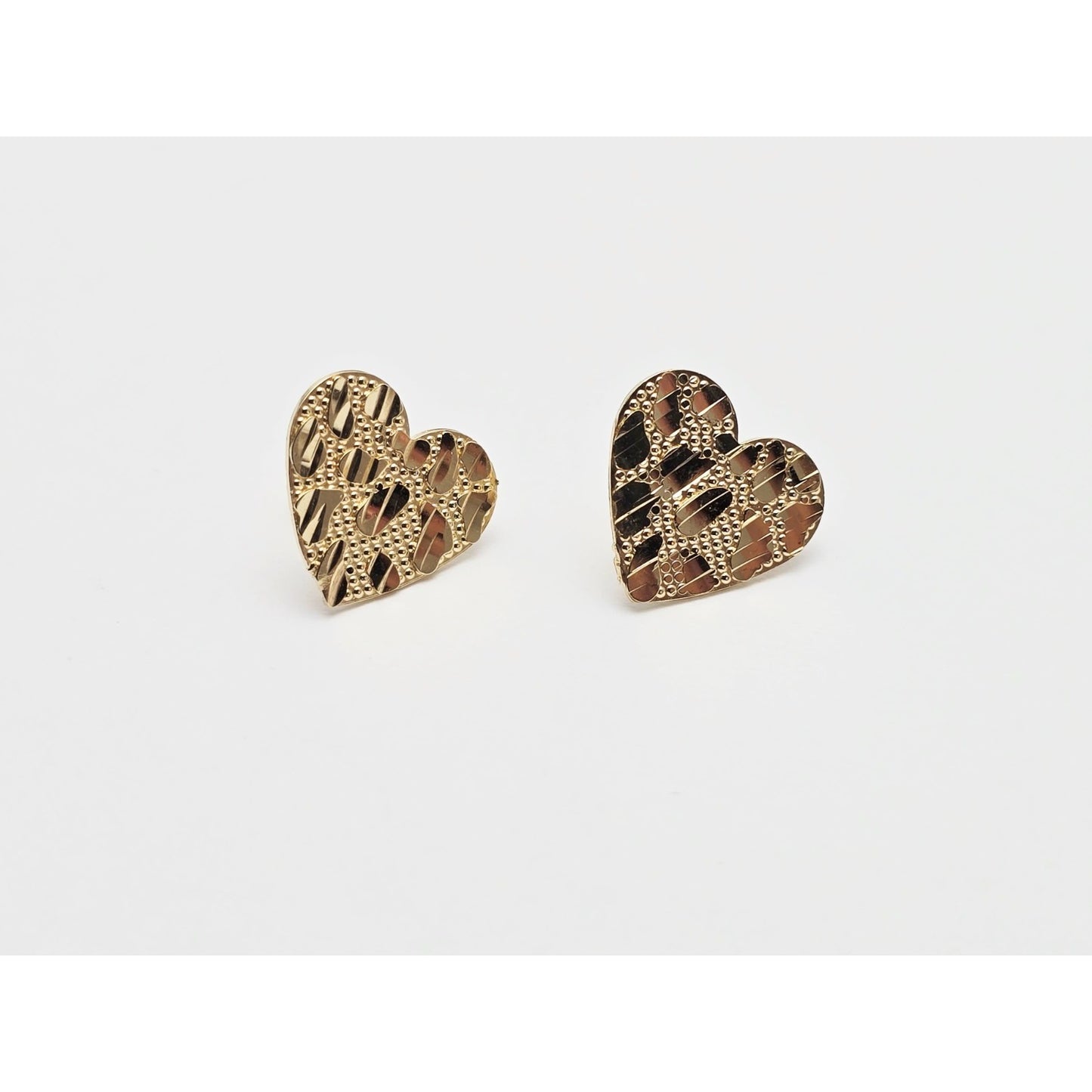 10K Yellow Gold Heart Shaped Nugget Stud Earrings