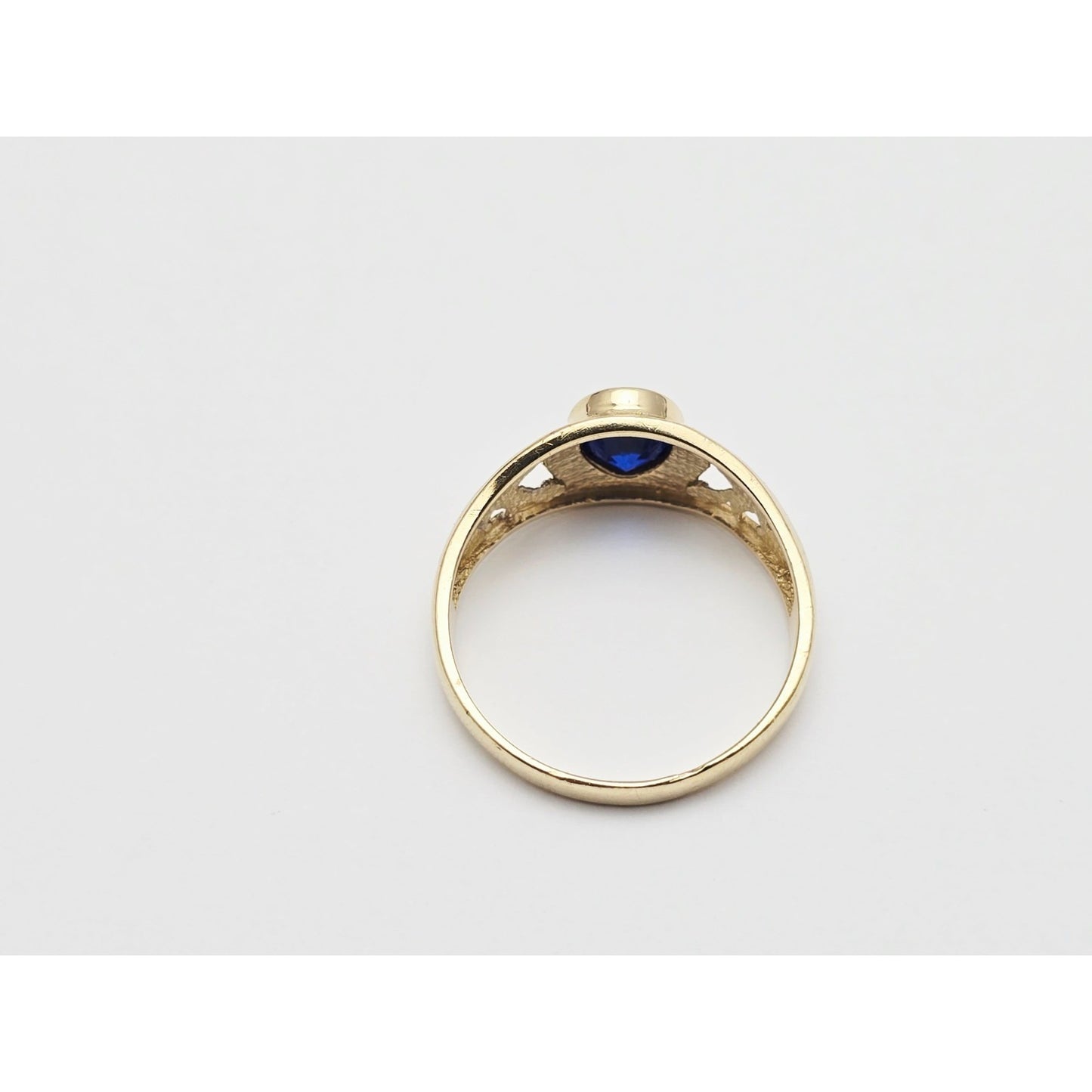 14K Yellow Gold Synthetic Sapphire Eagle Ring
