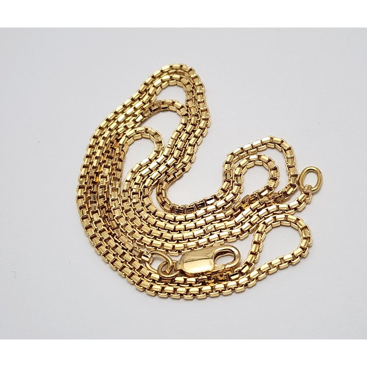 18K Yellow Gold Diamond Cut Box Link Chain Necklace