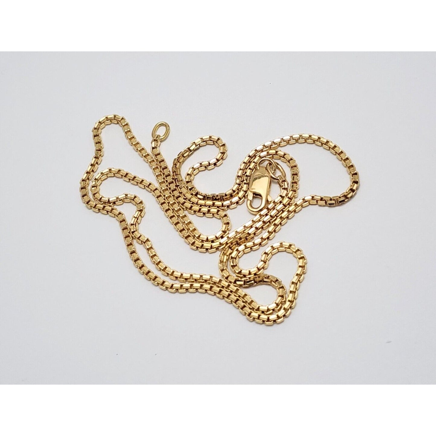 18K Yellow Gold Diamond Cut Box Link Chain Necklace