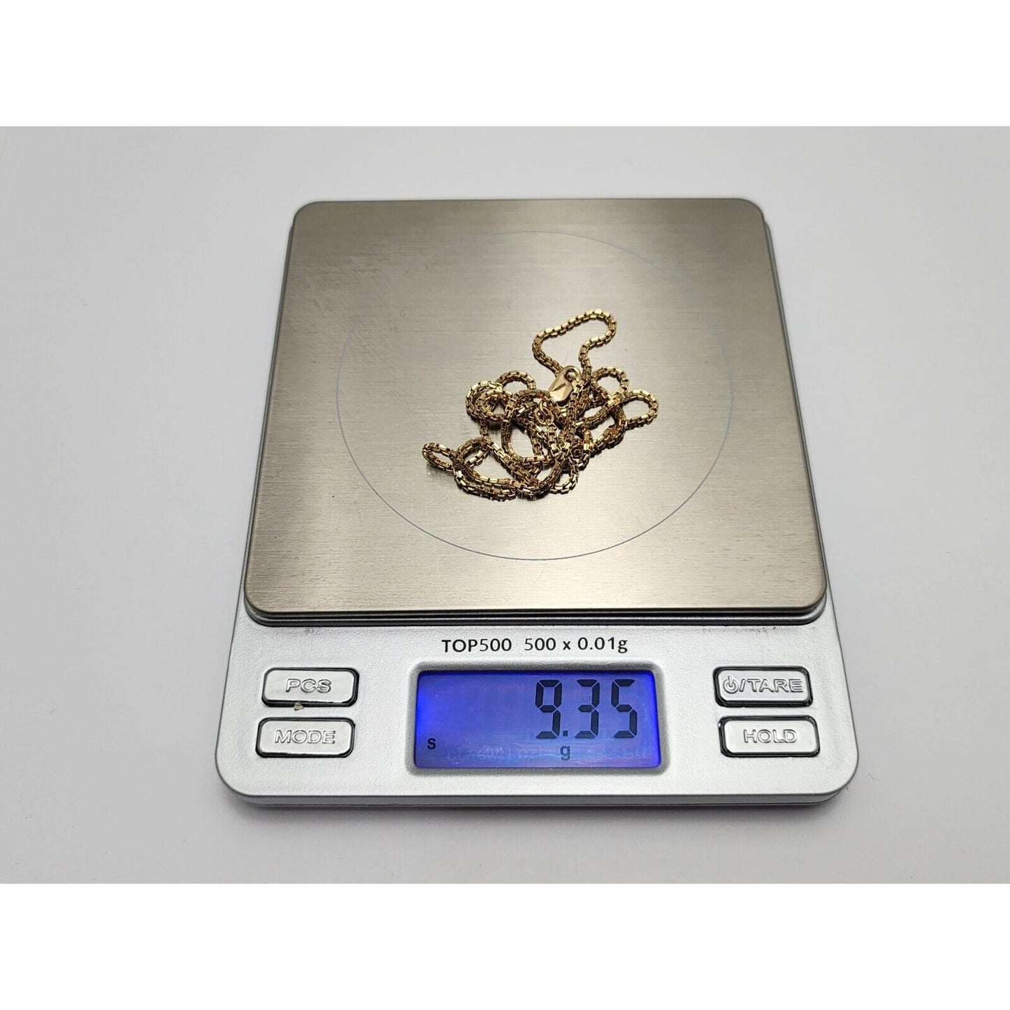 18K Yellow Gold Diamond Cut Box Link Chain Necklace