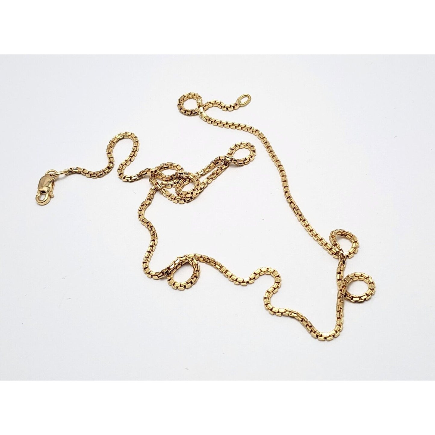 18K Yellow Gold Diamond Cut Box Link Chain Necklace