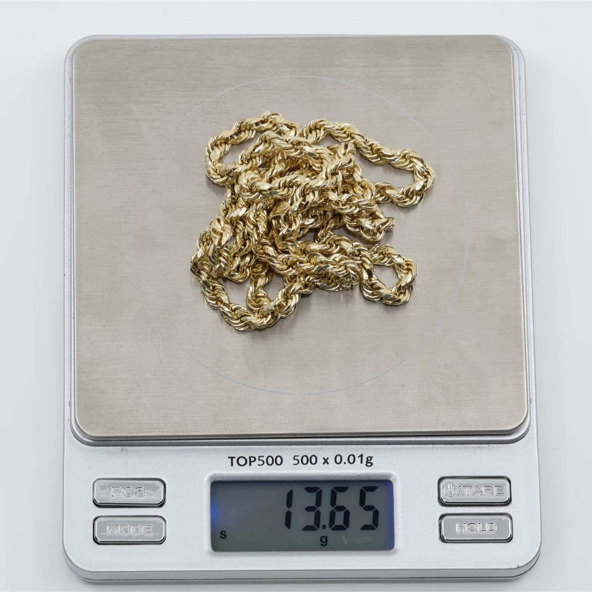 14K Yellow Gold Rope Chain Necklace