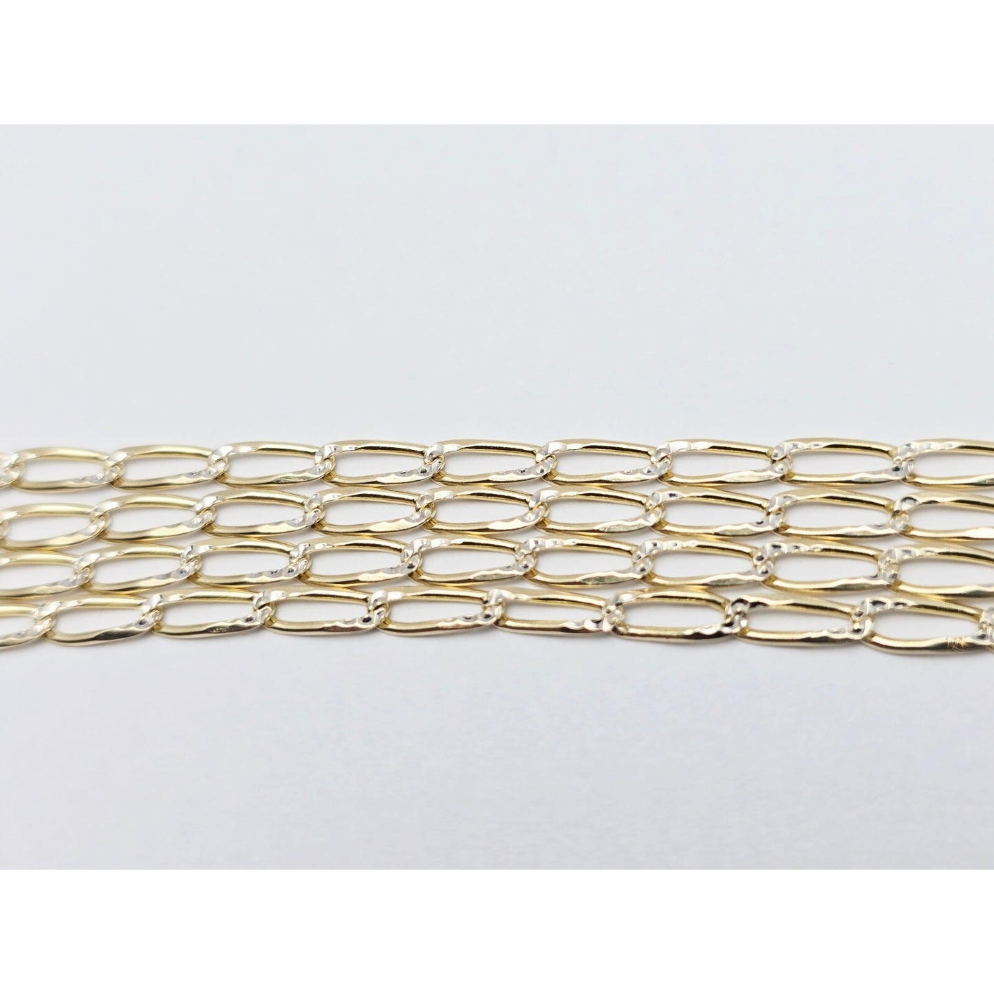 14K Two Tone Gold Diamond Cut Link Chain Necklace