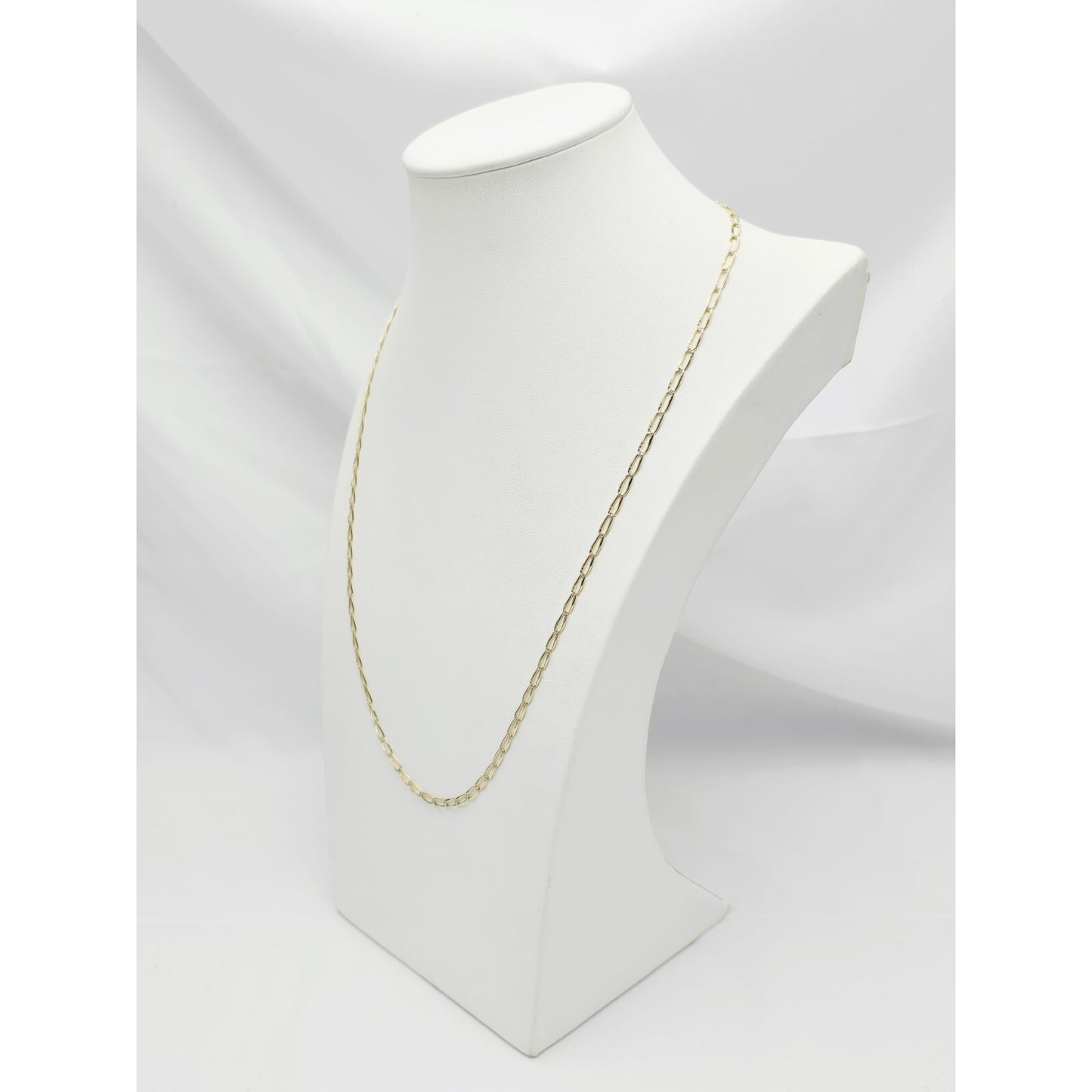 14K Two Tone Gold Diamond Cut Link Chain Necklace