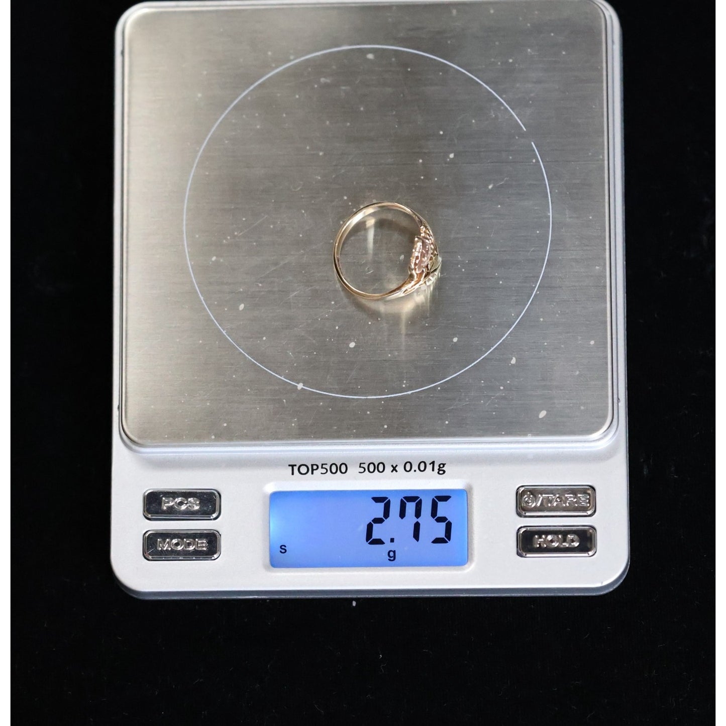 10K Tri Tone Gold Black Hills Gold Floral Leaves Ring