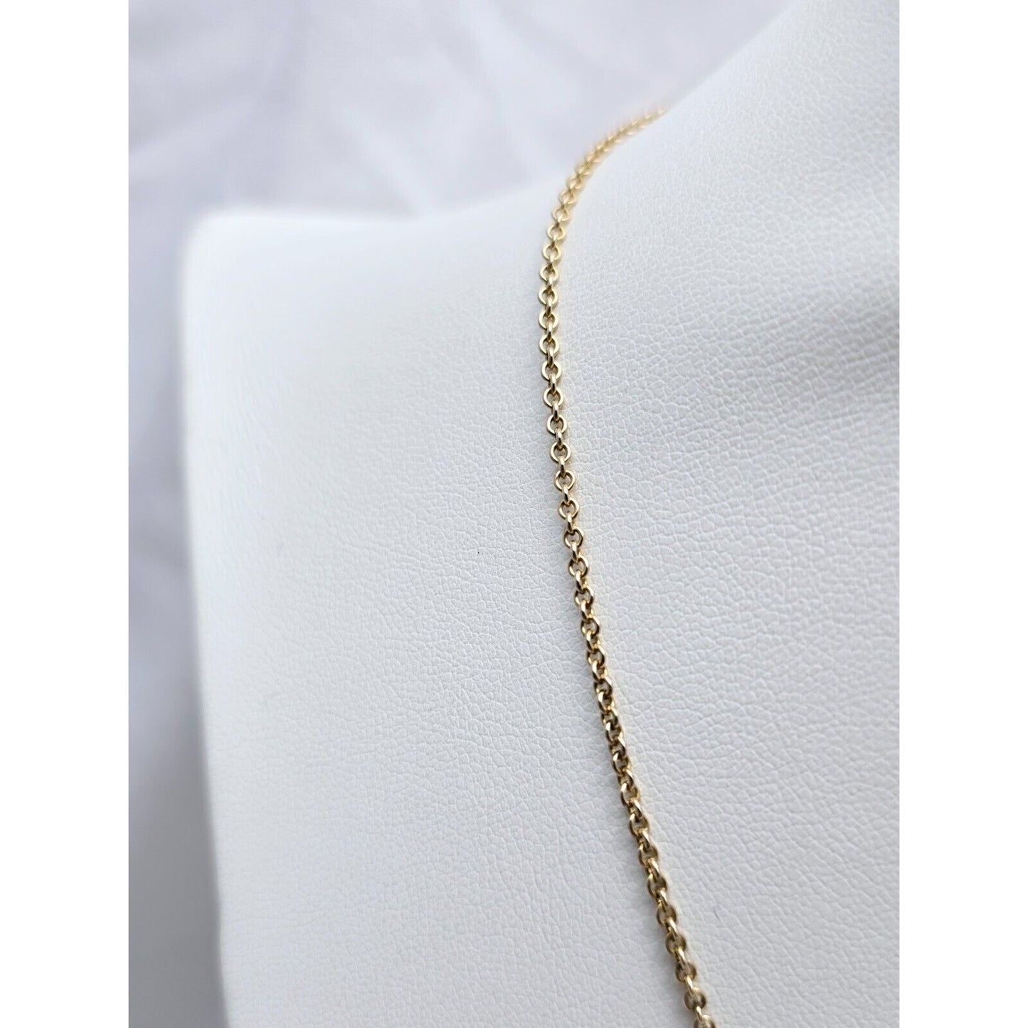 Vintage 9K Two Tone Gold Peridot & Pearl Round Charm Pendant Cable Link Necklace