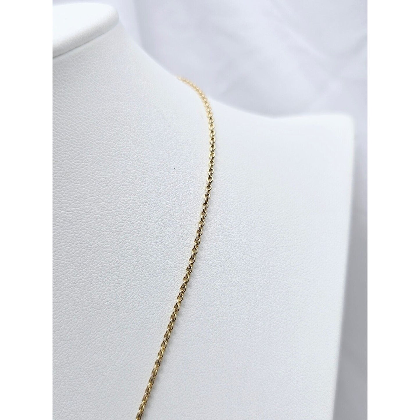 Vintage 9K Two Tone Gold Peridot & Pearl Round Charm Pendant Cable Link Necklace