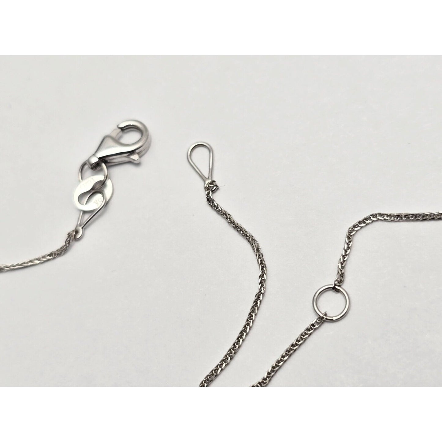 18K White Gold Resizable Link Chain Necklace & Diamond Bar Charm Pendant