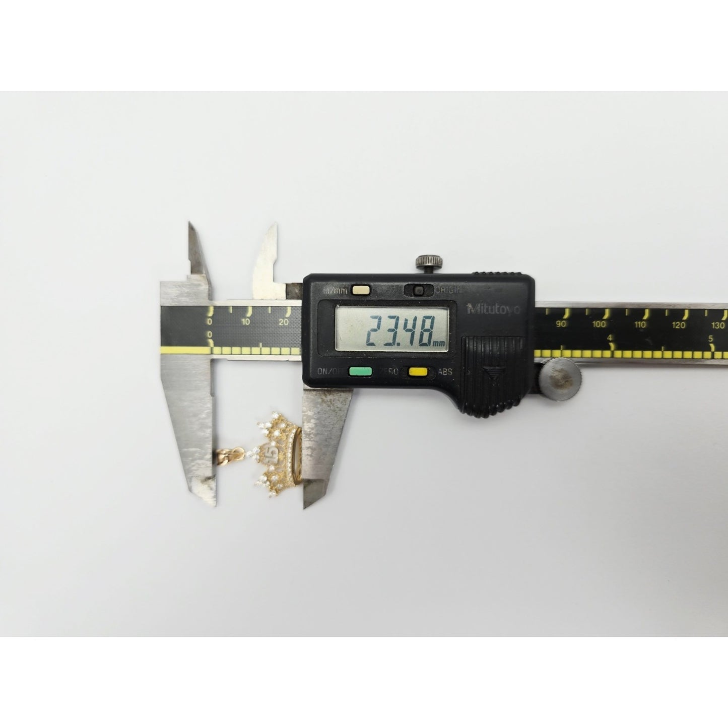 14K Two Tone Gold CZ Quinceanera Crown Tiara 15 Pendant Charm