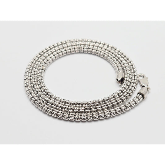 10K White Gold Diamond Cut Ice Link Chain Necklace
