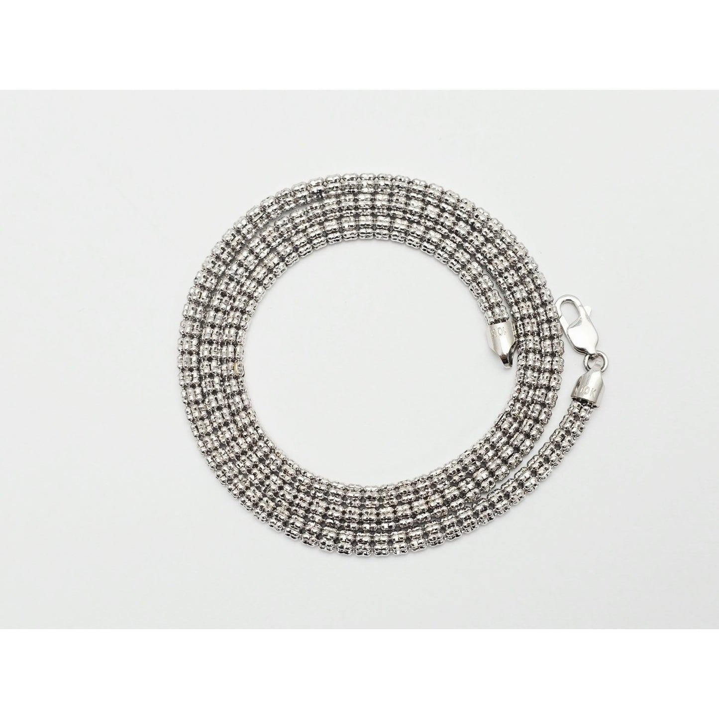 10K White Gold Diamond Cut Ice Link Chain Necklace
