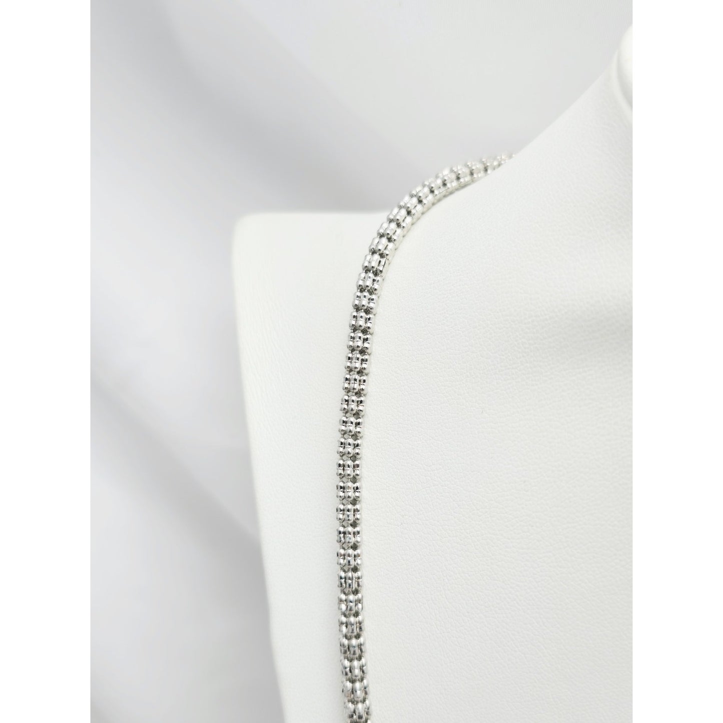 10K White Gold Diamond Cut Ice Link Chain Necklace
