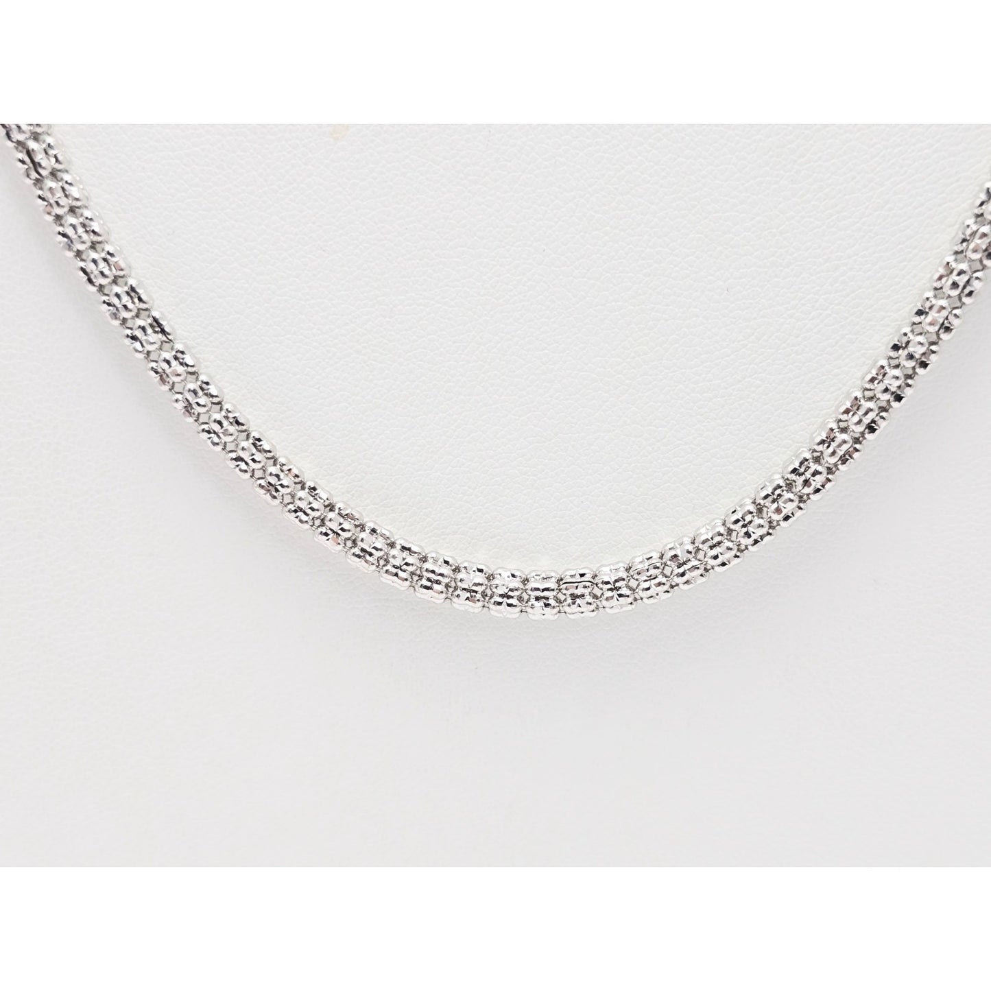 10K White Gold Diamond Cut Ice Link Chain Necklace