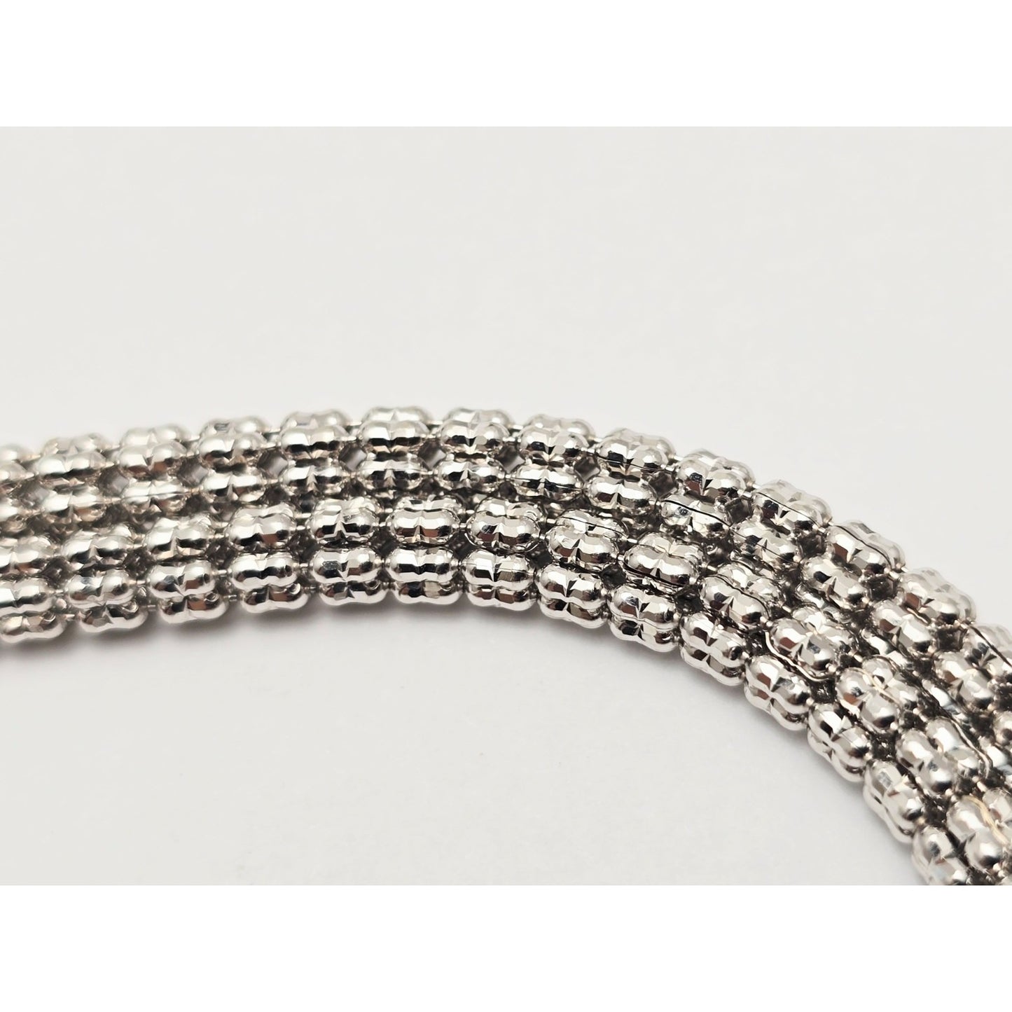 10K White Gold Diamond Cut Ice Link Chain Necklace