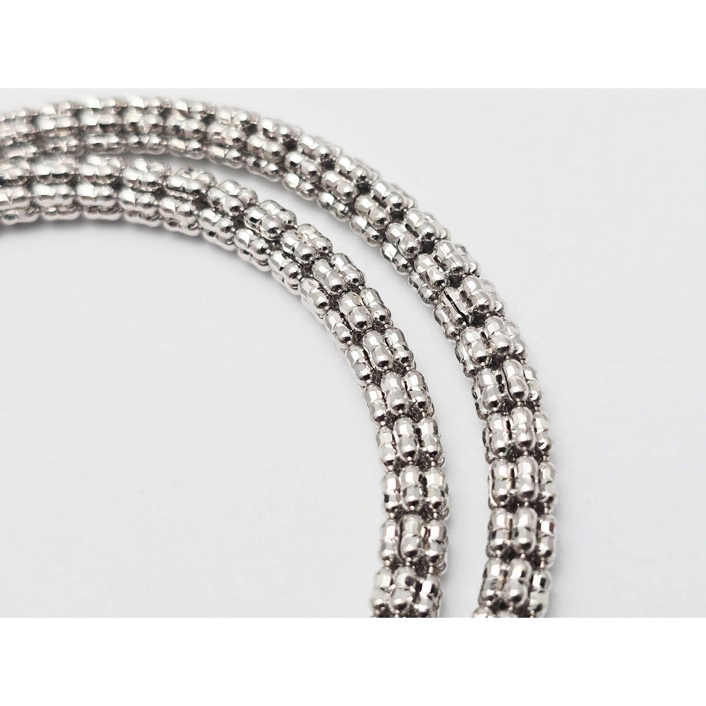 10K White Gold Diamond Cut Ice Link Chain Necklace