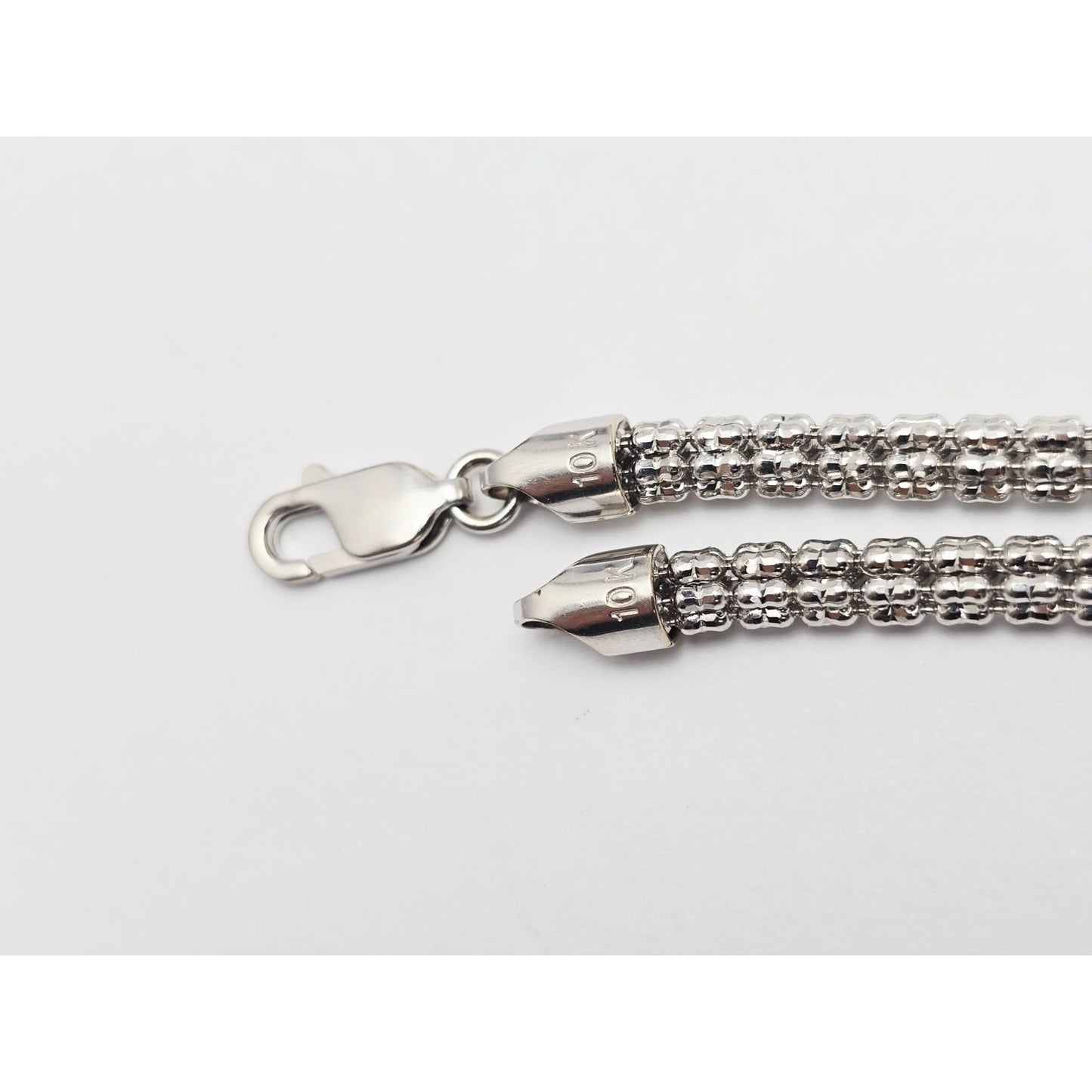 10K White Gold Diamond Cut Ice Link Chain Necklace